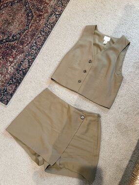 H&M Olive Two-Piece Vest & Skort Set